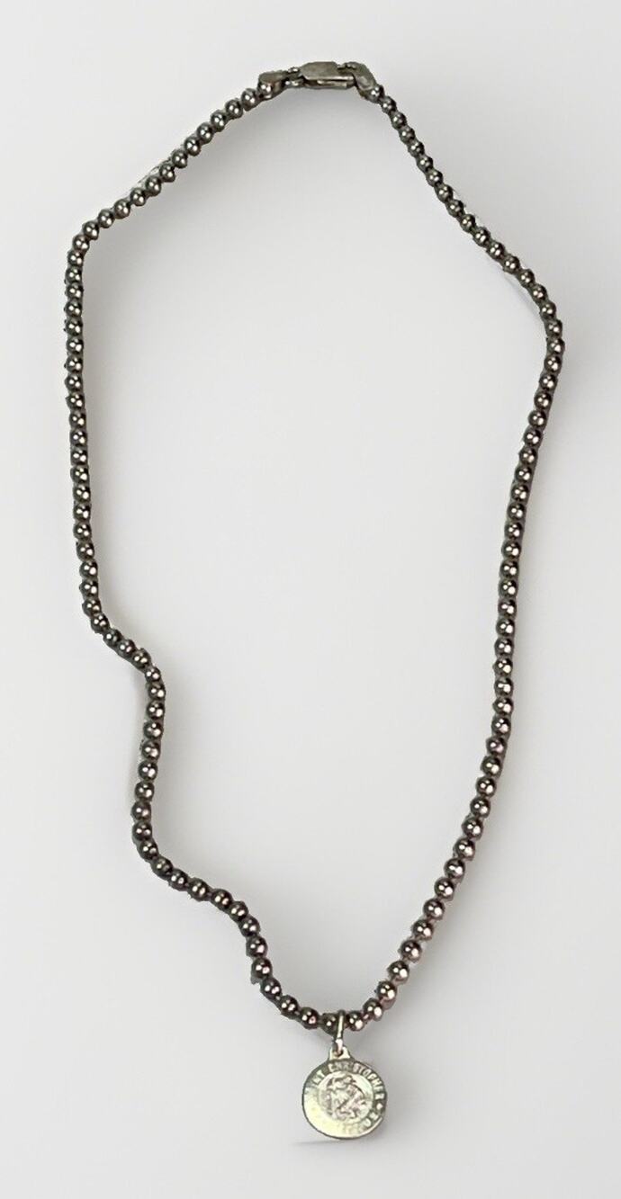 Vintage Sterling Silver 925 Saint Christopher Medal Necklace 24"